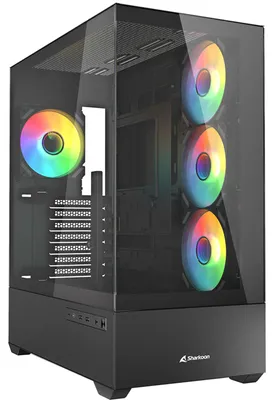 Produktbild von Sharkoon AK6 RGB, PC, Schwarz, ATX, micro ATX, Mini-ATX, Gehärtetes Glas, Multi, Rücken, Seite