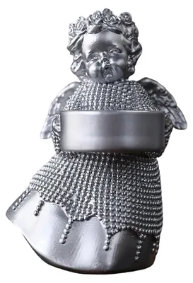 Produktbild von Engelsstatue aus Kunstharz, herzförmig, Kerzenständerform, Engelsskulptur, angenehmes Gefühl, Engelsornament
