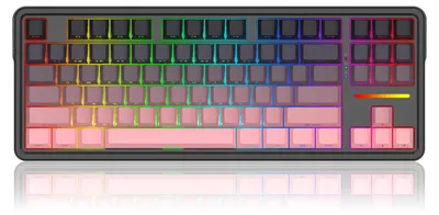 Produktbild von REDRAGON K728SP-RGB-PRO Antonium Pro, Kabellos, USB + RF Wireless + Bluetooth, Mechanischer Switch, Schwarz, Pink