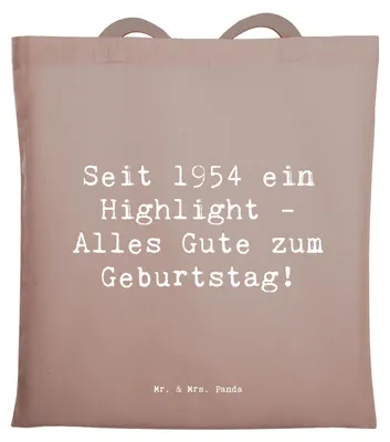 Produktbild von Mr. & Mrs. Panda Tote Bag Spruch 1954 Geburtstag - Braun Pastell - Geschenk, umhängebeutel, Liebe, canvas tasche, Alter, Alltagstasche, besondere Geburtstagsgrüße, Feiern