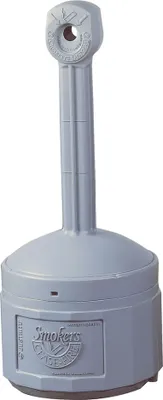 Immagine prodotto di Posacenere a piedistallo di sicurezza Justrite in plastica Original Smoker Cease Fire® | Contenitore interno da 15 litri, autoestinguente | HxL 98x42cm | Grigio