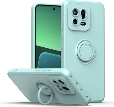 Produktbild von Xiaomi 13 Handyhülle, Ring Halter Ständer Kratzfeste Weiche Silikon schutzhülle für Xiaomi 13 hellgrün