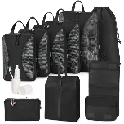 Produktbild von 10-teiliges Reis Koffer Organizer Set - Kompressionsblöcke für Gepäck