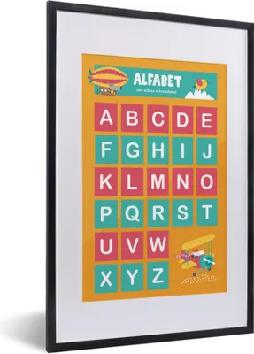 Produktbild von MuchoWow® MuchoWow® Gerahmtes Poster Kinderzimmer - Alphabet - Buchstaben - Mädchen - Jungen - Kinder 40x60 cm - Poster mit zchwarzem Bilderrahmen - Poster in Rahmen