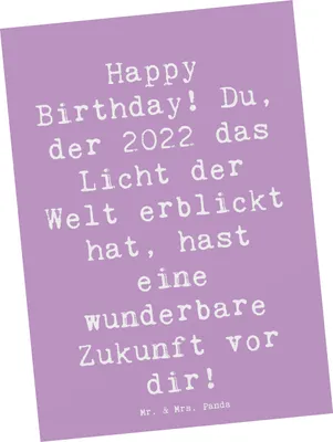 Produktbild von Mr. & Mrs. Panda Grußkarte Spruch 2022 Geburtstag - Lavendeltraum - Geschenk, Ansichtskarten, Geburtstagsfreude, liebevolle Geschenke, Ansichtskarte, Kunstkarten