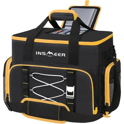 Immagine prodotto di Borsa termica grande, 45 litri, pieghevole, isolata, impermeabile e con apribottiglie, colore giallo