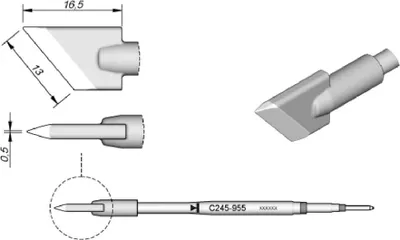 Produktbild von JBC Lötspitze Serie C245 Klingenform, C245955/13,0 x 0,5 mm, gerade C245955
