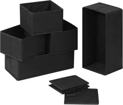 Produktbild von Famanu Aufbewahrungsboxen Set von 6 - Schwarz, faltbare Organizer für Unterwäsche und Socken