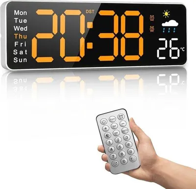 Immagine prodotto di Orologio da parete digitale da 30,5 cm con telecomando e previsioni del tempo