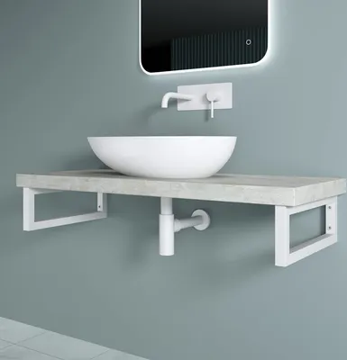 Image de doporro 3 Pièces Équerre de Fixation Blanc Plan de Toilette Étagère Tablette Murale Porte-Serviette en Acier Inoxydable 45x3x15cm WH01