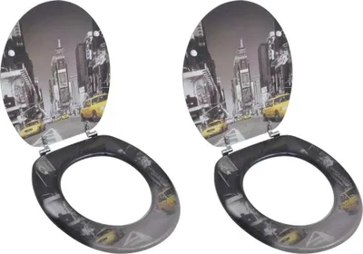 Obrázok produktu pre WC sedadlá s poklopom 2 ks, MDF, motív New York