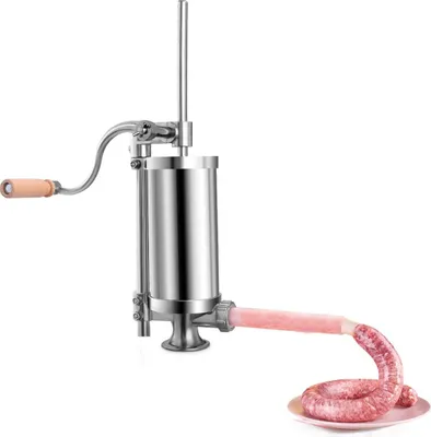 Obrázek produktu pro Plnička klobás 3L, ruční plnička klobás, lis na klobásy z nerezové oceli, lis na klobásy se svorkou na stůl a 4 plnicími trubkami pro domácí výrobu (3 l)