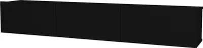 Produktbild von Hängendes TV Lowboard Damla, mit 3 Türfächern, Schwarz Matt, 9574