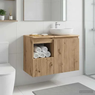 Obrázok produktu pre Maison Exclusive – Skrinka do kúpeľne, prevedenie Artisan, dubová farba, rozmer 30 x 41 x 50 cm, materiál: drevovláknité dosky