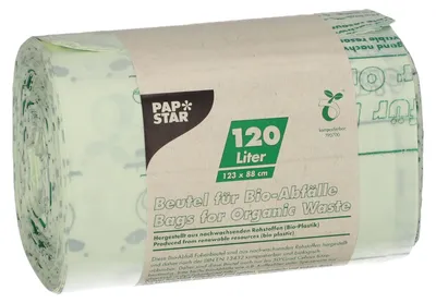 Zdjęcie produktu dla Papstar Kompostbeutel 120l grün H 123 x B 88cm 10 Stück 87664