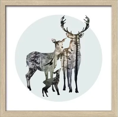 Produktbild von Gerahmtes Bild Deer Family 27,5x27,5 cm