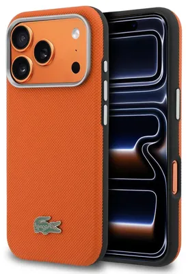 Obrázok produktu pre Puzdro Lacoste PVC Petit Pique s čiastočným obalovým dizajnom a technológiou MagSafe pre iPhone 17 Pro, farba: oranžová (57983130079)
