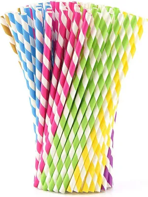 Produktbild von Biologisch abbaubarer Papierstroh Einwegstrohhalme Trinkstrohdekoration für Geburtstag, Hochzeit, Weihnachten, Babyparty, Feier, Party usw. (200 Stück / Set)