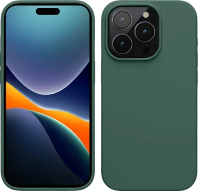 Image de kwmobile Housse pour iPhone 15 Pro, pour iPhone 15 Pro Case - Housse en silicone - chargement sans fil - vert sapin