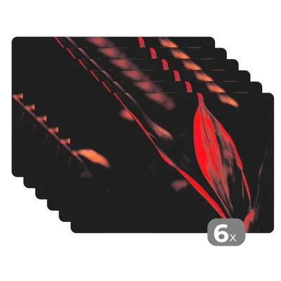 Obrázok produktu pre MuchoWow® Podložky Sada 6 umývateľných podložiek 45x30 cm Stilleven - Bladeren - Planten - Rood - podložka na stôl Podložka na stôl Nekĺzavá a odolná voči teplu - podložka na stôl - odolná voči teplote