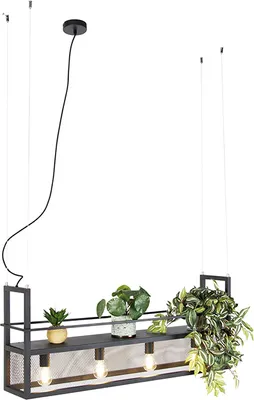 Produktbild von QAZQA - Industrie I Vintage I Industrie I Vintage I Hängelampe I Pendellampe I Pendelleuchte schwarz mit Mesh 4-flammig - Cage Rack I Wohnzimmer I Schlafzimmer - Stahl Rechteckig - LED geeignet E27