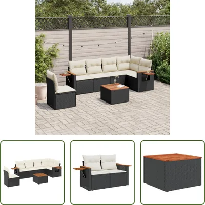 Produktbild von The Living Store 7-tlg. Garten-Sofagarnitur mit Kissen Schwarz Poly Rattan