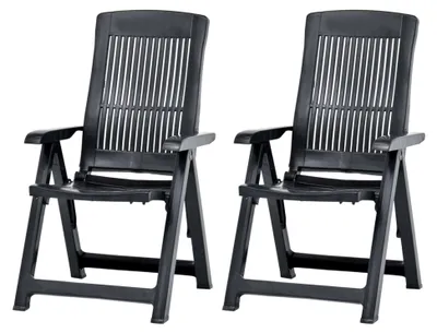 Produktbild von Verstellbare Gartenstühle 2 Stück Kunststoff Anthrazit, Stapelstuhl für Balkon und Garten