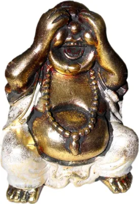 Produktbild von Happy Gold Buddha Statue Lachender Meditation-Buddha Happy Gold Buddha