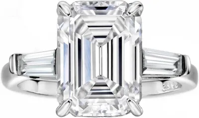 Productafbeelding van Verlovingsring Zirkonia - Bruidsring dames - Bruiloft cadeau - Smaragd geslepen steen - 4 karaat - Zilverkleurig