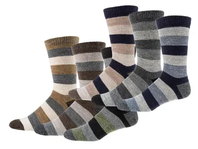 Produktbild von 3 Paar warme Wollsocken mit Alpaka und Schafwolle gestreifte Naturfarben 35/38