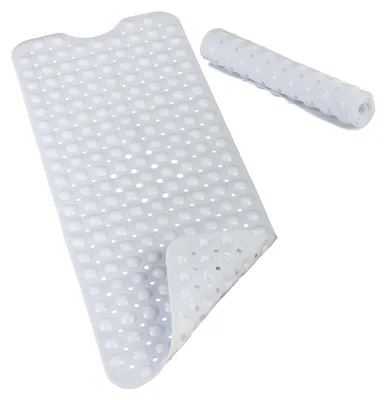 Obrázok produktu pre Kúpeľňová rohož Relaxdays, s prísavkami, PVC, pre deti a dospelých, Š x H: 97 x 39 cm, protišmyková rohož do vane, biela