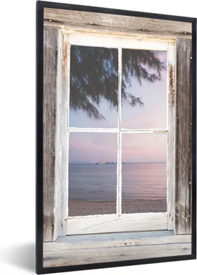 Produktbild von MuchoWow® Gerahmtes Poster Aussicht - Strand - Meer 20x30 cm - Poster mit Schwarzem Bilderrahmen Wandposter Rahmen Foto Bilder - Drucken - Bilder Poster im Rahmen