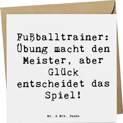 Produktbild von Mr. & Mrs. Panda Grußkarte Spruch Fußballtrainer Erfolgskick - Weiß - Geschenk, Glückwunschkarte, faltkarte, Berufsliebe, Klappkarte, Spielerentwicklung, Fußballspruch