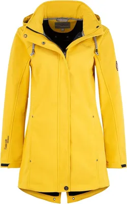 Produktbild von Blue Wave Damen Softshellmantel Birgit - Softshelljacke Outdoor-Jacke mit abnehmbarer Kapuze in Gelb Größe 38