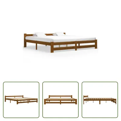 Produktbild von The Living Store Massivholzbett Honigbraun Kiefer 200x200 cm