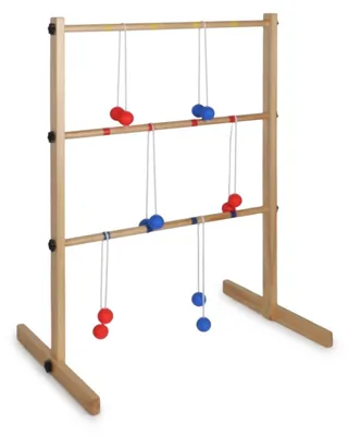 Produktbild von Relaxdays Leitergolf, Wurfspiel für Garten, Outdoor Spiel Kinder, Leiterspiel mit 6 Bällen, HBT 89x64x45 cm, Holz, natur, KI-generiertes Bild