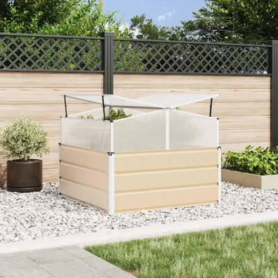 Produktbild von "Schlussverkauf" Pflanzkübel im Garten - 1 pc - Blumenbeet/Gartenbeet - Elfenbein 100x100x77 cm Verzinkter Stahl C13522