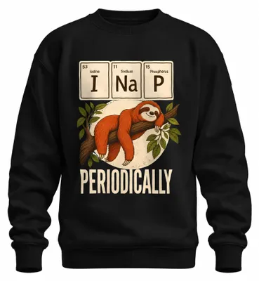 Obrázok produktu pre Tričko s potlačou "I Na P Periodically Lustiges Faultier Statement", sarkastický motív, čierna farba, veľkosť L
