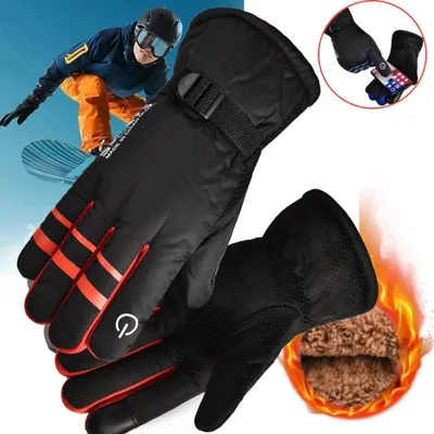 Zdjęcie produktu dla Zimowe rękawiczki rowerowe Mężczyźni Outdoor Narciarstwo Jazda na nartach Turystyka motocyklowa Ciepłe rękawiczki Unisex Termiczne rękawiczki sportowe, jeden rozmiar, czerwony