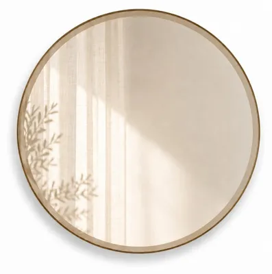 Produktbild von Indore Home - Runder Wandspiegel Bronze - Spiegel mit Facettenrand - 40 cm