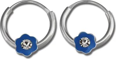 Image de SilberDream Créoles pour enfants Argent bleu Fleur Zirconia Boucles d'oreilles SDO8703H