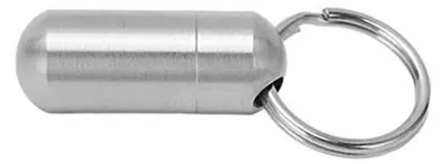 Image de Porte-clés boîte à pilules en acier inoxydable, étanche, pour médicaments, capsules, camping, urgences