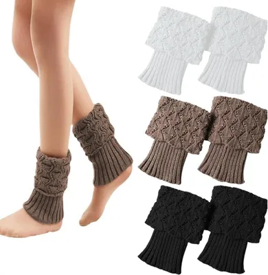 Productafbeelding van Dames Beenwarmers - Gebreide Sokken - Winterse Warmte - Zachte Acryl Mix - 3 Paren - Diverse Kleuren