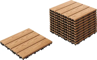 Produktbild von BELIANI Terrassenfliesen Set Hellbraun WPC 30x30 cm 11 Stück mit Klicksystem Holzoptik Modern Klickfliesen Balkonfliesen Bodenplatten für Außen Draußen