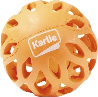 Immagine prodotto di Giocattolo per cani Karlie: palla a griglia Koko in gomma arancione, 8 cm