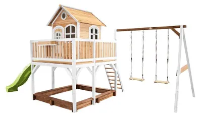 Playhouse Liam 277 x 613 x 291 cm Holz Natur Grün Weiß