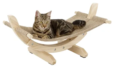 Produktbild von Kerbl Katzensofa Hängematte SIESTA 2.0, braun mit Holzgestell, 61x37x29cm; 81559