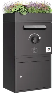 Produktbild von Paketbox Bochum mit Pflanzdach - Größe L in Schwarz | Wandmontage