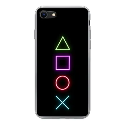 Produktbild von MuchoWow® Handyhülle Schutzhülle Hülle für iPhone 7 Gaming - Neon - Konsole - Schwarz - Controller - Gaming Silikon Softcase Handy Hülle - Kartenhalter