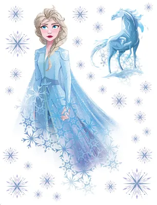 Obrázek produktu pro Disney tetování na zeď Ledová královna Elsa světle modrá - 600170 - 65 x 85 cm